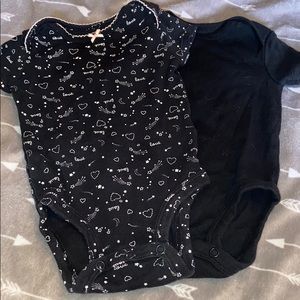 Carter’s black onesies - 3m - set of two bodysuits